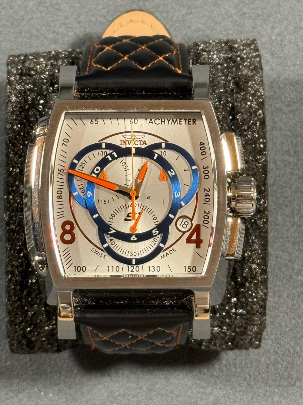 Invicta 19516 S1 Rally Silver Dial Watch with Blue & Orange Accents